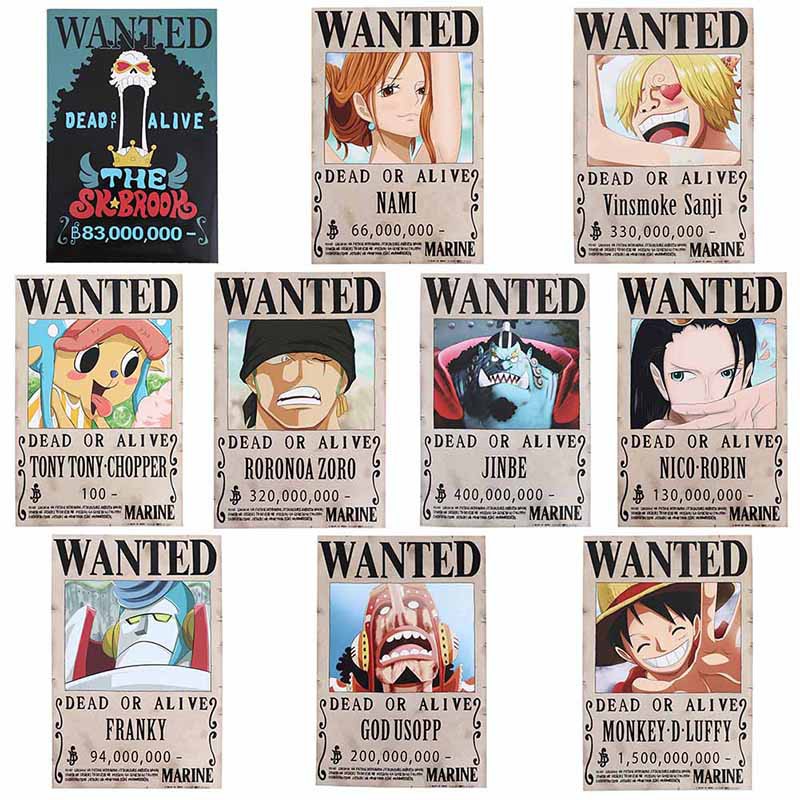 10 Poster trang trí tường in hình nhân vật phim hoạt hình One Piece độc đáo