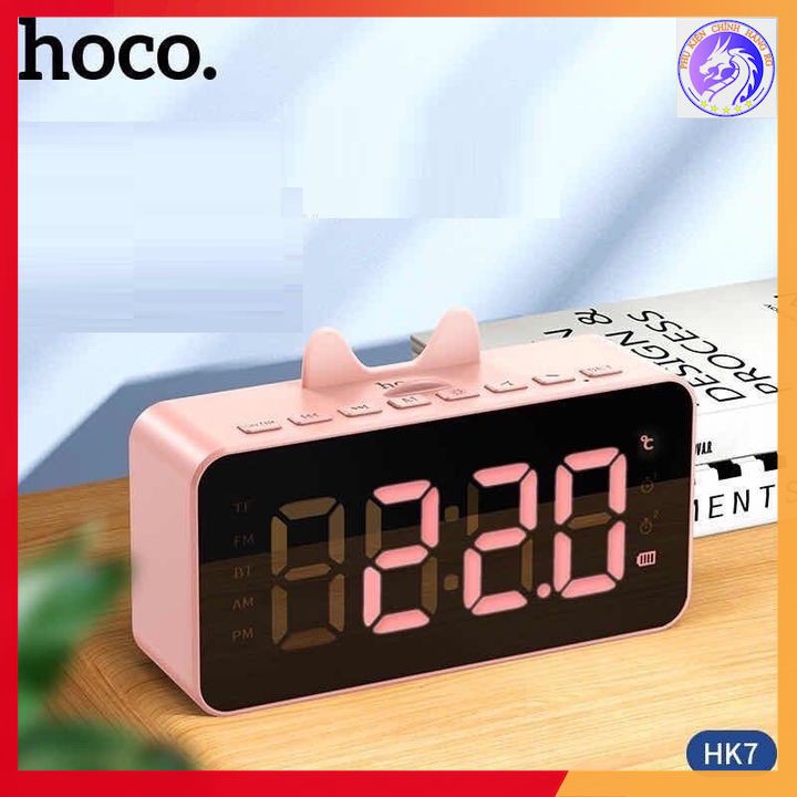 Loa Bluetooth Kiêm Đồng Hồ Báo Thức Và FM Hoco HK7 Dung Lượng Pin 2000 mAh - Pin Trâu Có Đèn LED Thông Minh Tiện Ích