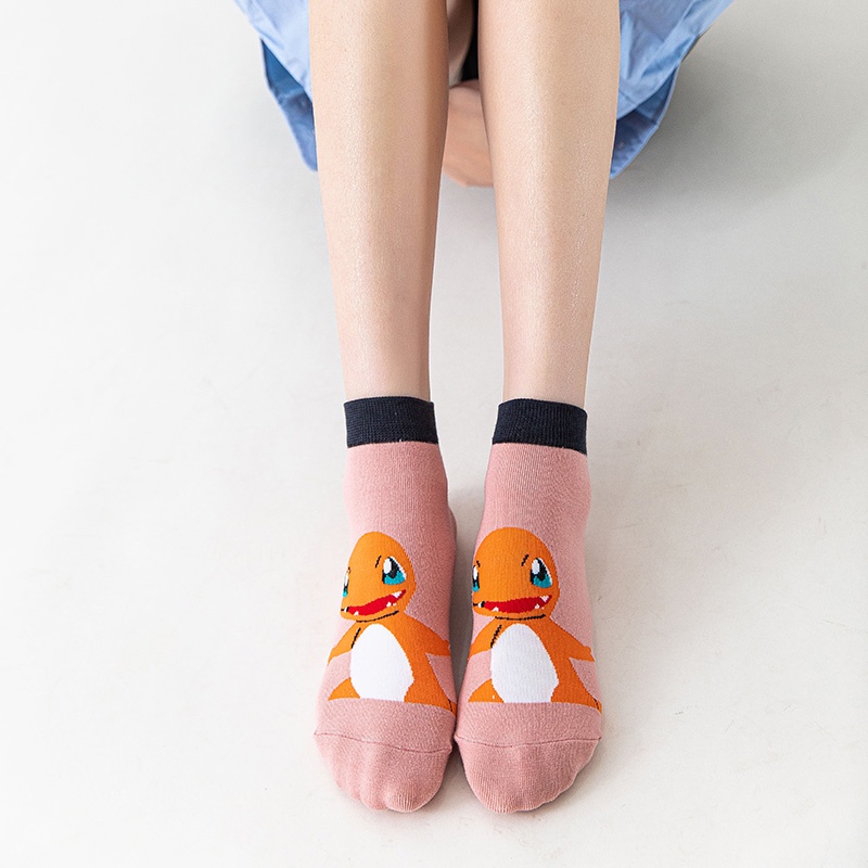 5 Pairs Lovely Anime Pokemon Pikachu Socks Pocket Monsters Cotton Cartoon Women Ankle Socks