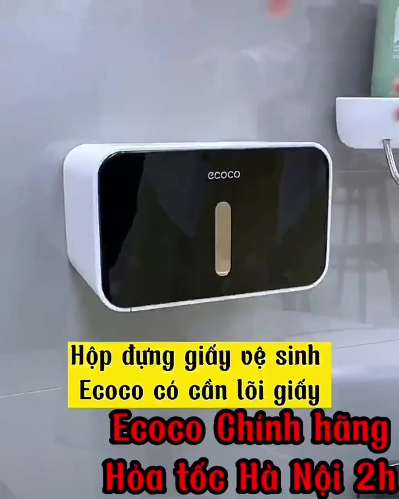 Hộp đựng giấy nhà tắm dán tường Ecoco (tặng kèm 1 miếng dán) chống ướt có cần giữ lõi giấy mã 1903 | BigBuy360 - bigbuy360.vn