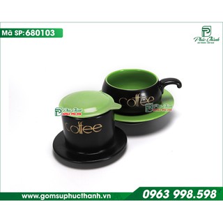 Phin cafe sứ Bát Tràng men gốm lòng xanh cốm