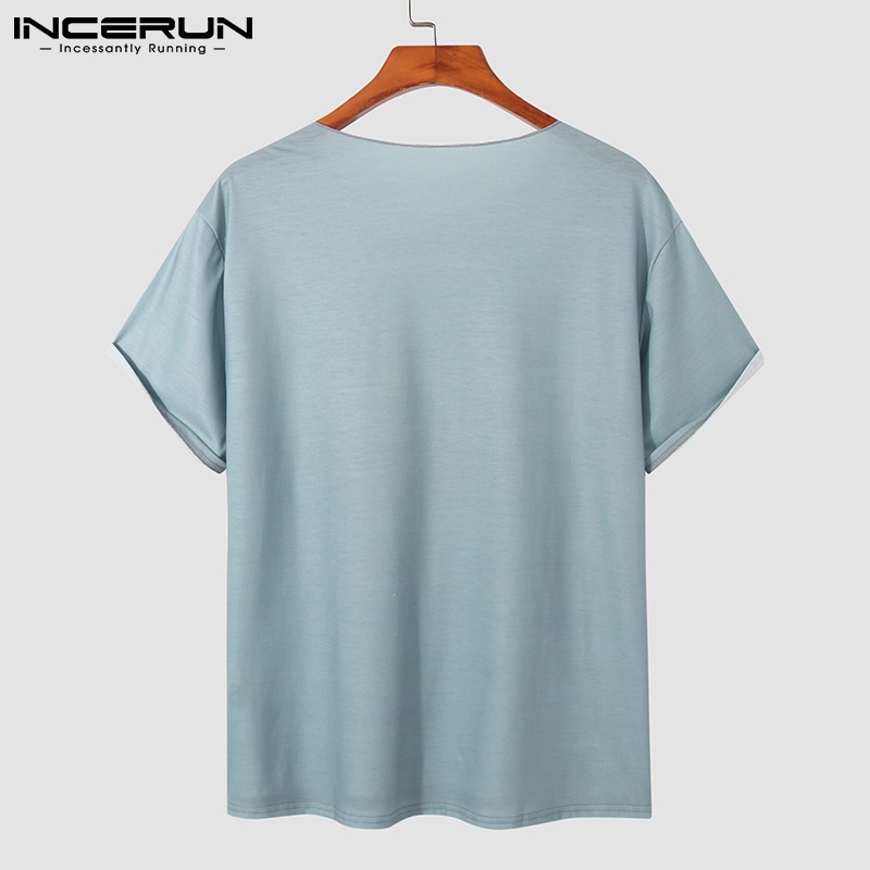 INCERUN Áo Thun Tay Ngắn Dáng Rộng In Hình Bướm Thời Trang Mùa Hè Trẻ Trung Cho Nam