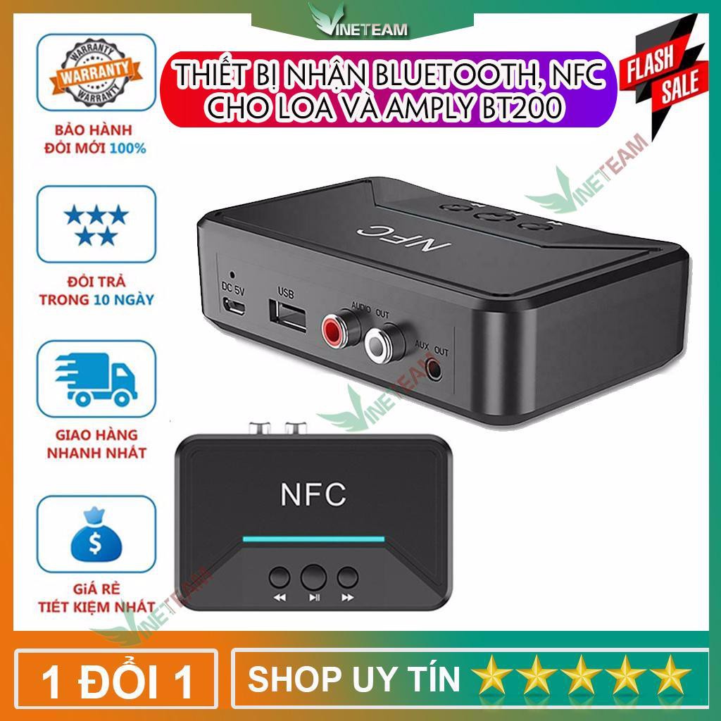 Thiết bị nhận Bluetooth, NFC cho loa và Amply BT200 /NFC -M6 - Hộp Bluetooth âm thanh không dây BT200 NFC V5.0