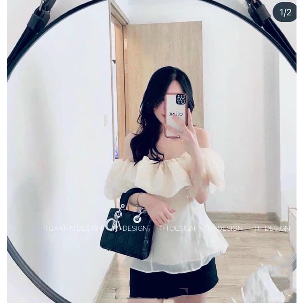 Áo trễ vai khoá dáng bo xoè xinh ( Fom 40 -52kg mặc đẹp )