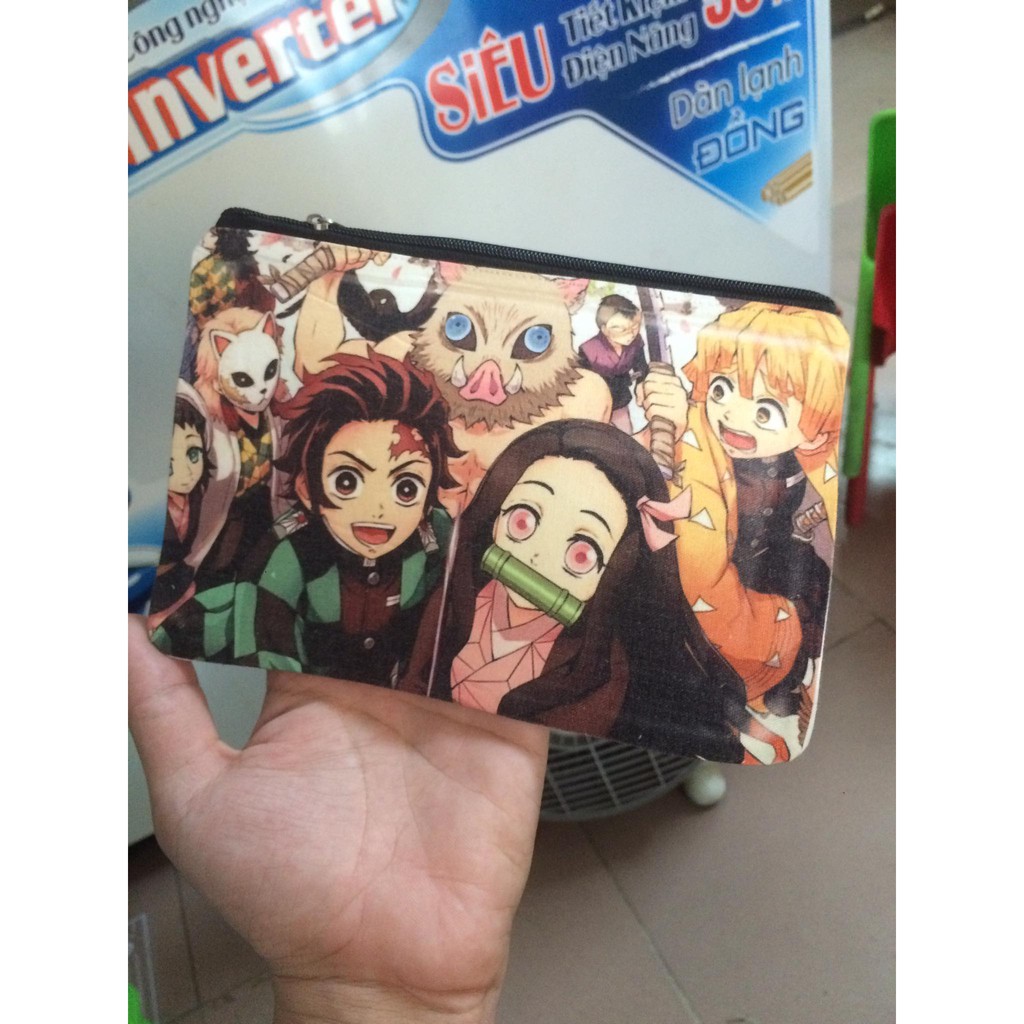 túi có kéo dựng bút dụng cụ học tập tiện lợi Kimetsu no Yaiba - vải canvas