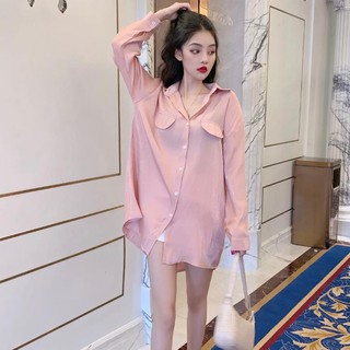 - áo sơ mi nữ dáng rộng vải lụa nhũ hàng Quảng Châu cao cấp