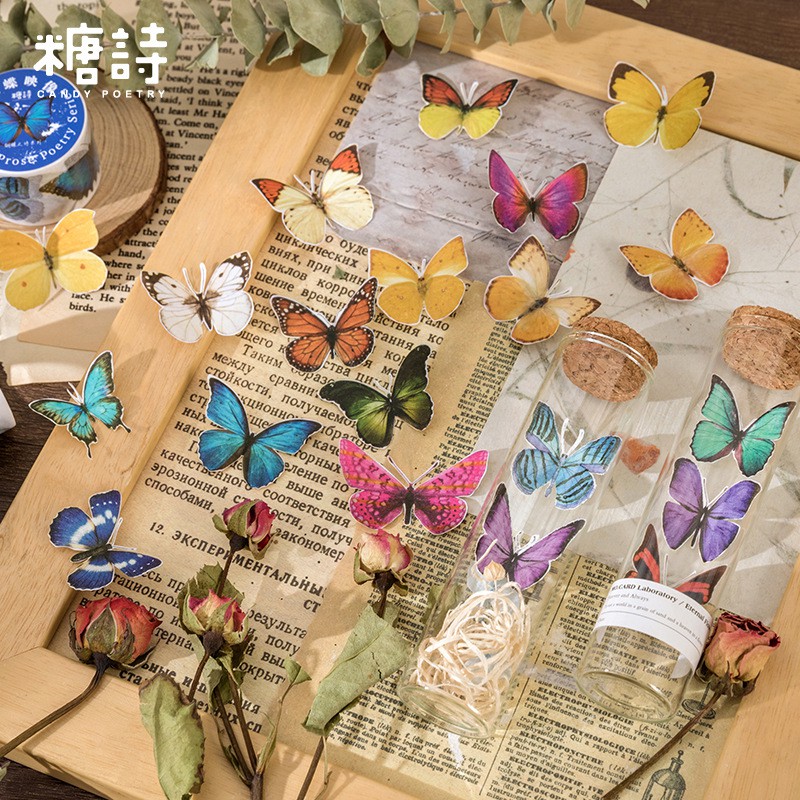 Cuộn băng keo giấy Hình cánh bướm sắc rực rỡ M168