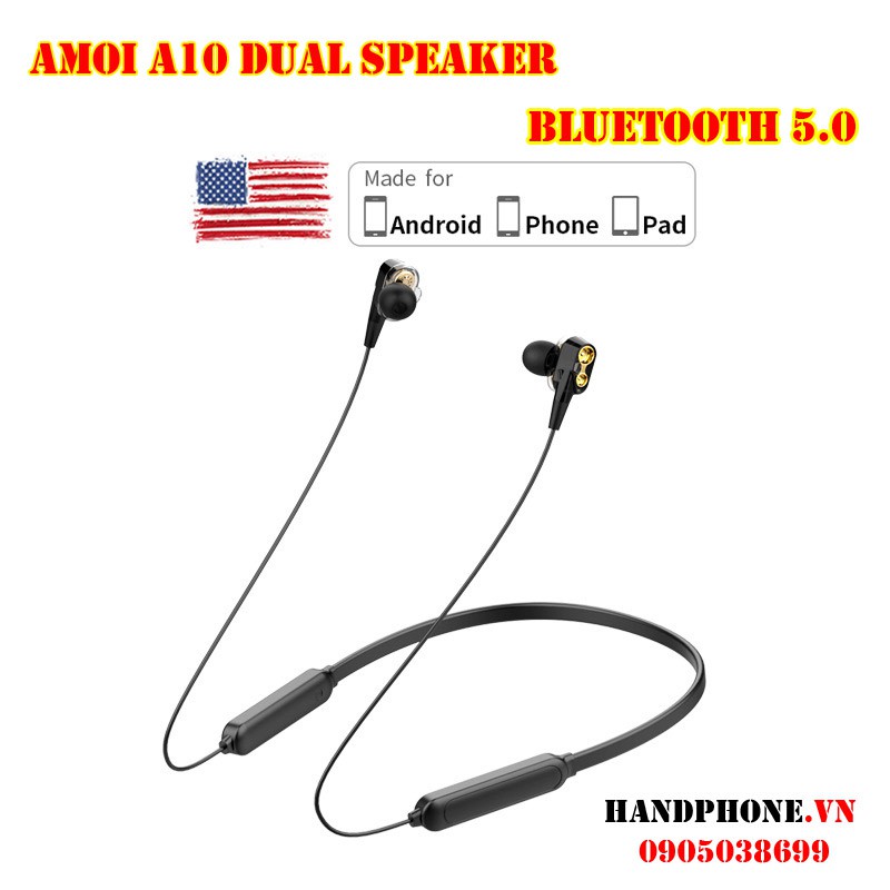 Tai nghe Bluetooth 5.0 Amoi A10 Dual Speaker phiên bản nội địa cho người sành âm