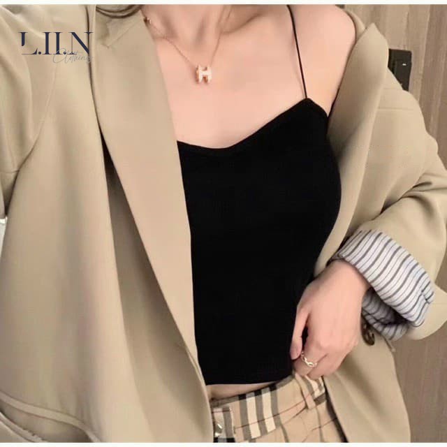Áo 2 dây sợi bún chất cotton có đệm nâng ngực chất vải co giãn tốt LIIN Clothing SP011