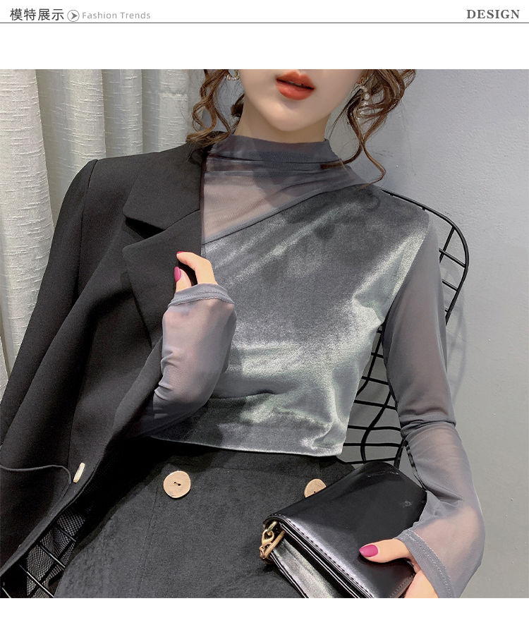 [Mã FAMAYWA giảm 10K đơn 50K] Áo kiểu tay dài cổ cao bằng vải nhung thời trang dành cho nữ | BigBuy360 - bigbuy360.vn