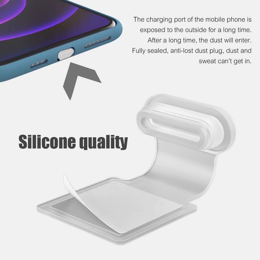 Nút Bịt Ổ Cắm Chống Bụi Chống Mất Bằng Silicon Thân Thiện Với Môi Trường Cho Apple, Type-C, Micro USB