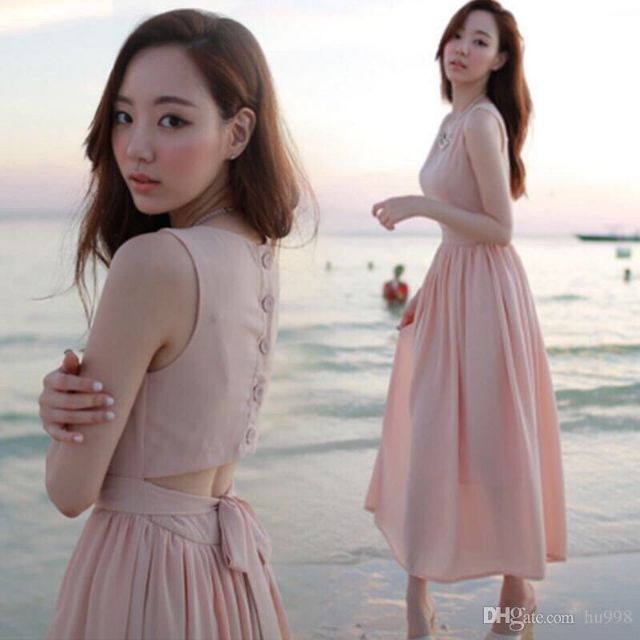 Váy maxi nơ eo siêu xinh