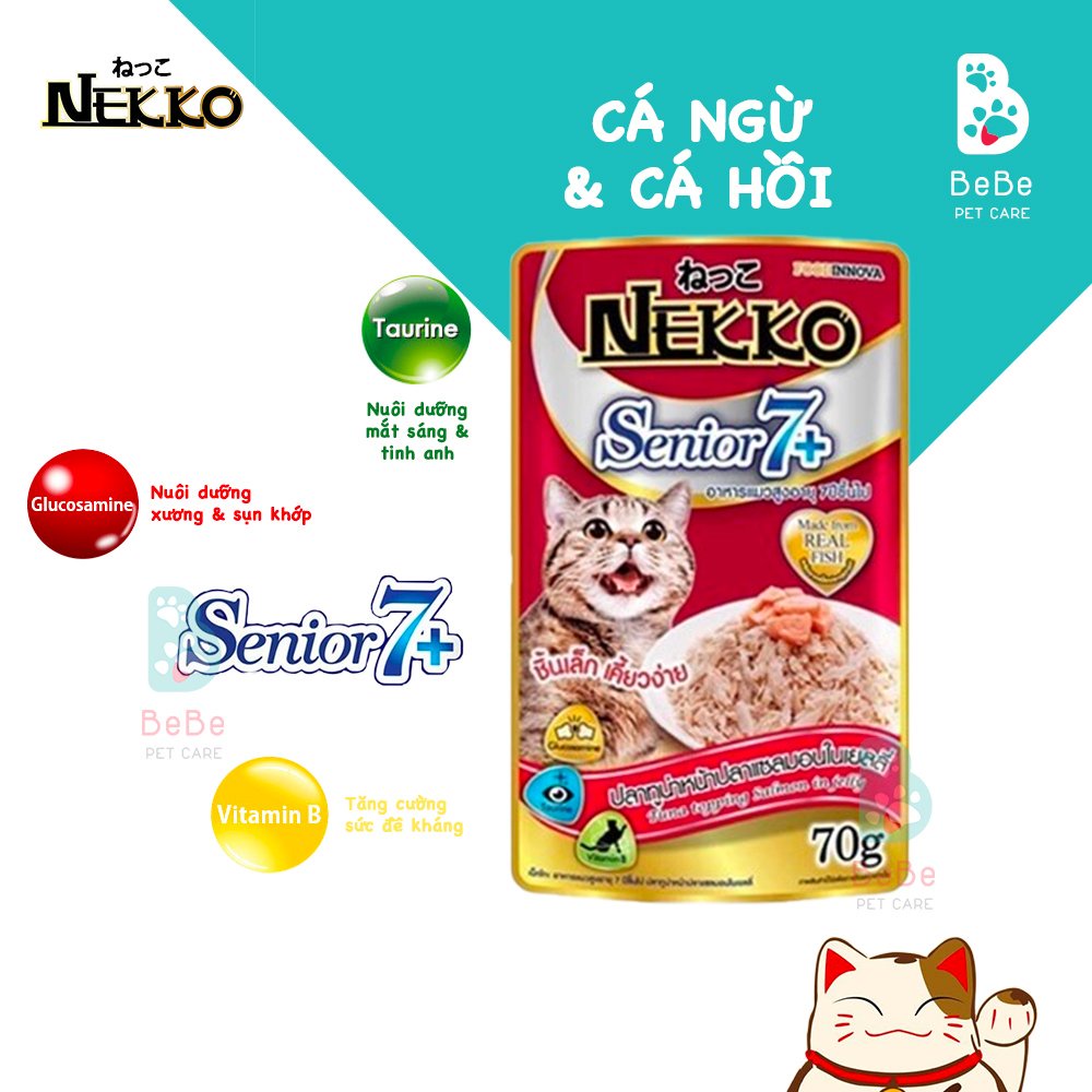Pate NEKKO Senior 7+ Cho Mèo Trung Niên &quot;Chín Chắn&quot; - Gói 70gr Nhập Khẩu Thái Lan