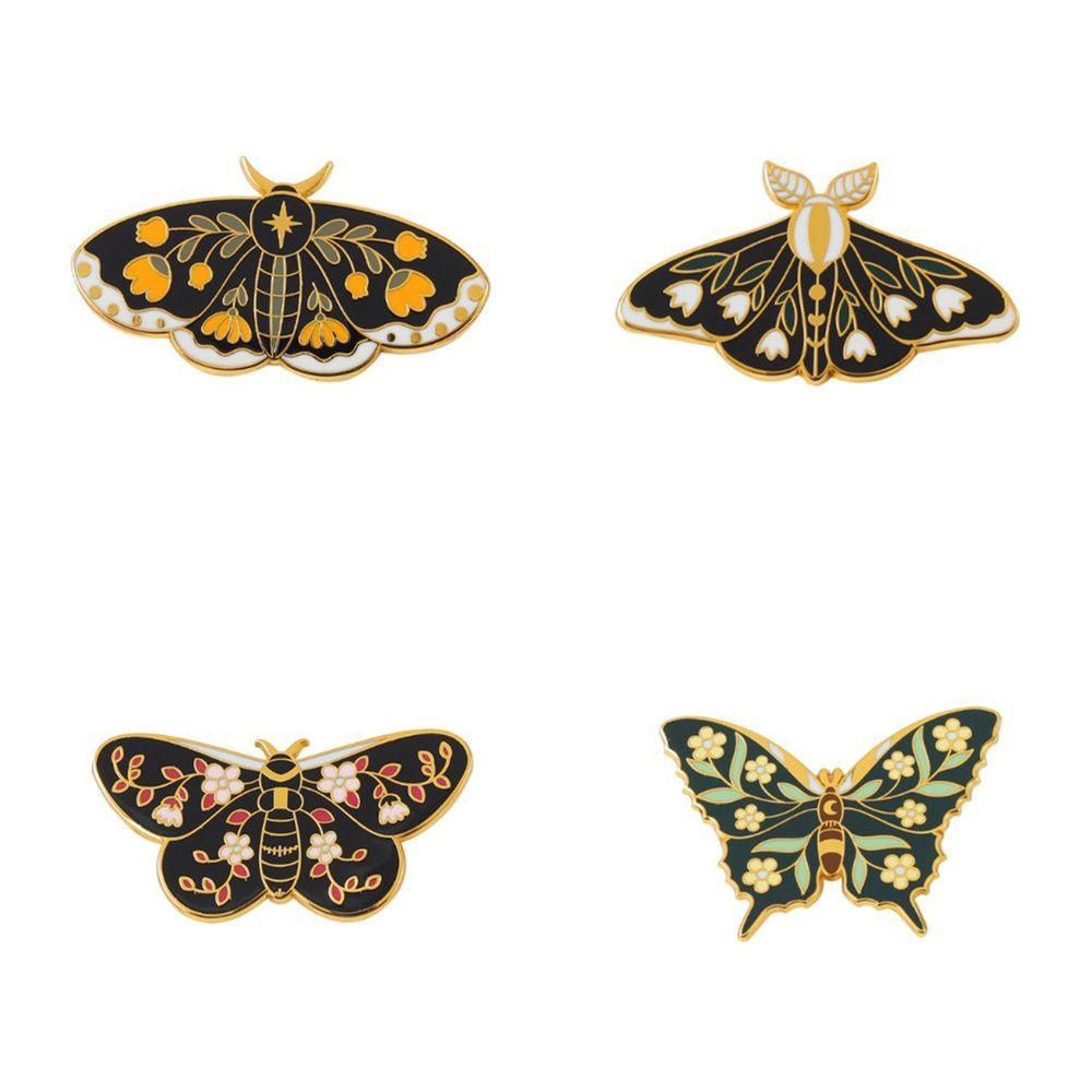 Ghim Cài Áo Hình Bướm Tráng Men Màu Đen