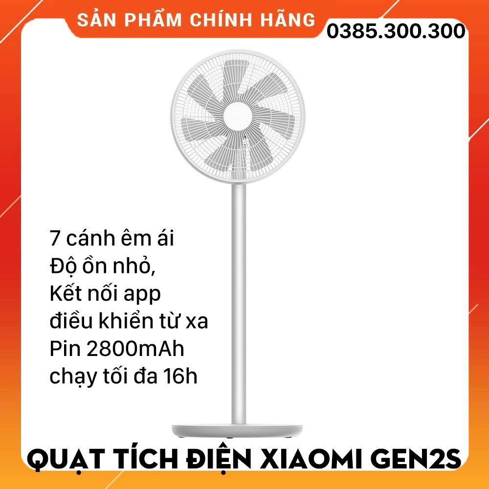 Quạt tích điện Xiaomi Gen 2s pin 2800mAh sử dụng lên tới 16h