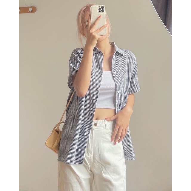 Áo sơ mi xốp xẻ lưng 425