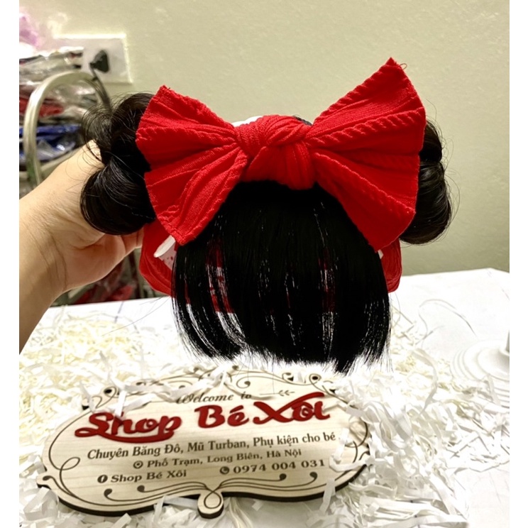 Turban tóc giả cho bé gái, băng đô tóc giả bé sơ sinh, tóc giả trẻ em shop bé xôi