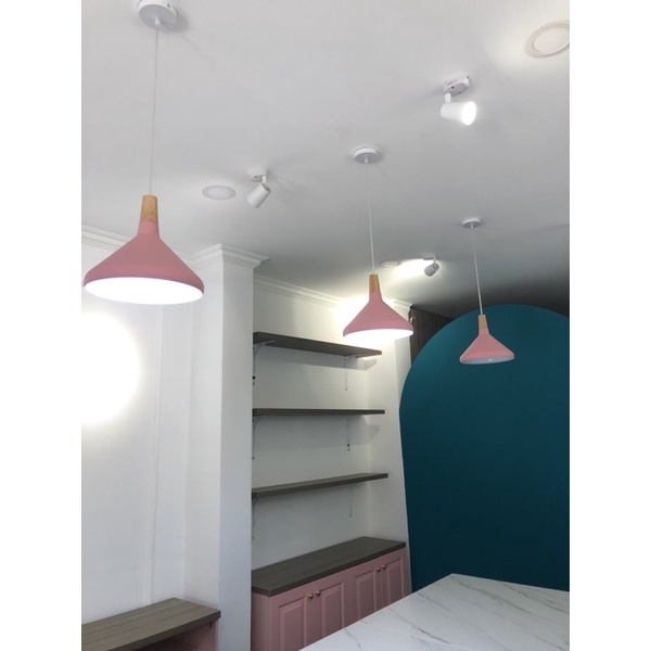 Đèn thả nhôm đui gỗ. Đèn thả bàn ăn