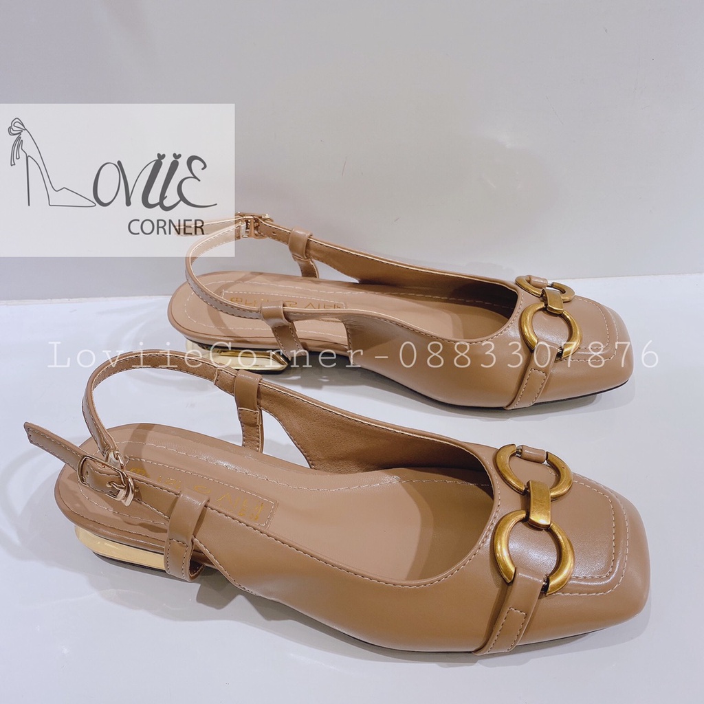 SANDAL SỤC LOVIIE CORNER - GIÀY NỮ THỜI TRANG ĐẾ VUÔNG 3CM - GIÀY SỤC MŨI VUÔNG XÍCH VÀNG GÓT BỌC ĐỒNG G211223