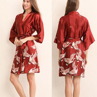 Áo choàng ngủ tay lỡ chất phi bóng cho phái nữ