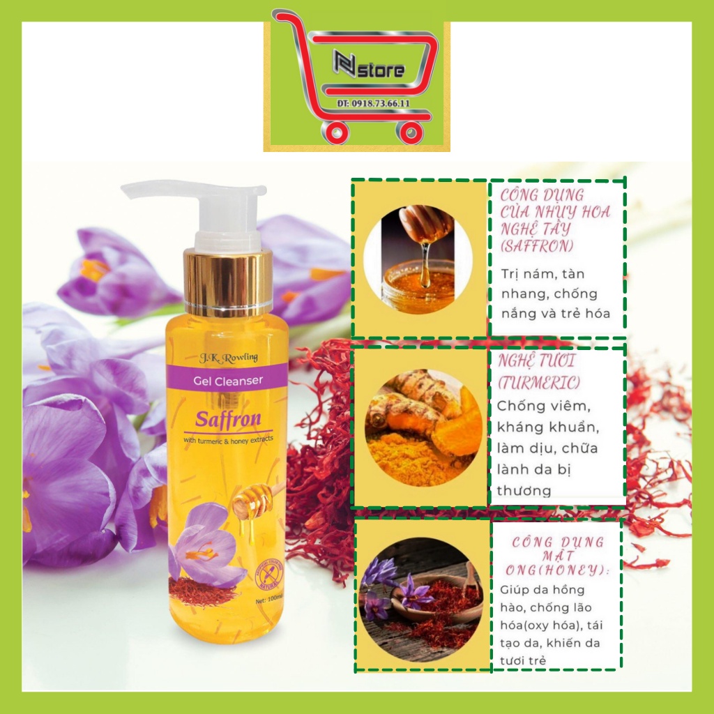 Sữa rửa mặt nhụy hoa nghệ tây Saffron J.K Rowling xuất xứ Anh Quốc,PhucNhiStore SRM01