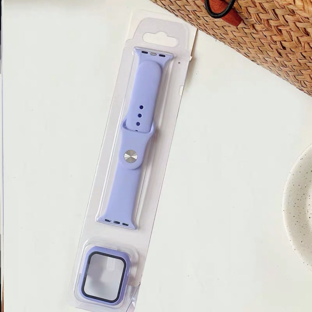 Dây đeo đồng hồ thông minh bằng silicon 2 trong 1 thời trang cho Apple Watch 6 SE 5 4 3 2 1 Size 44mm 40mm 42mm 38mm