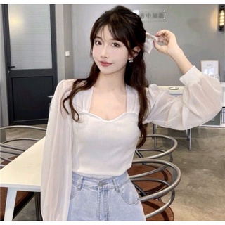 [Mã 2611THTRANG100K hoàn 10% xu đơn 99K] ÁO GÂN PHỐI VOAN TAY BỒNG