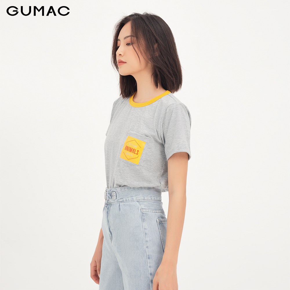 Áo thun nữ túi đắp phối cổ GUMAC ATA1259