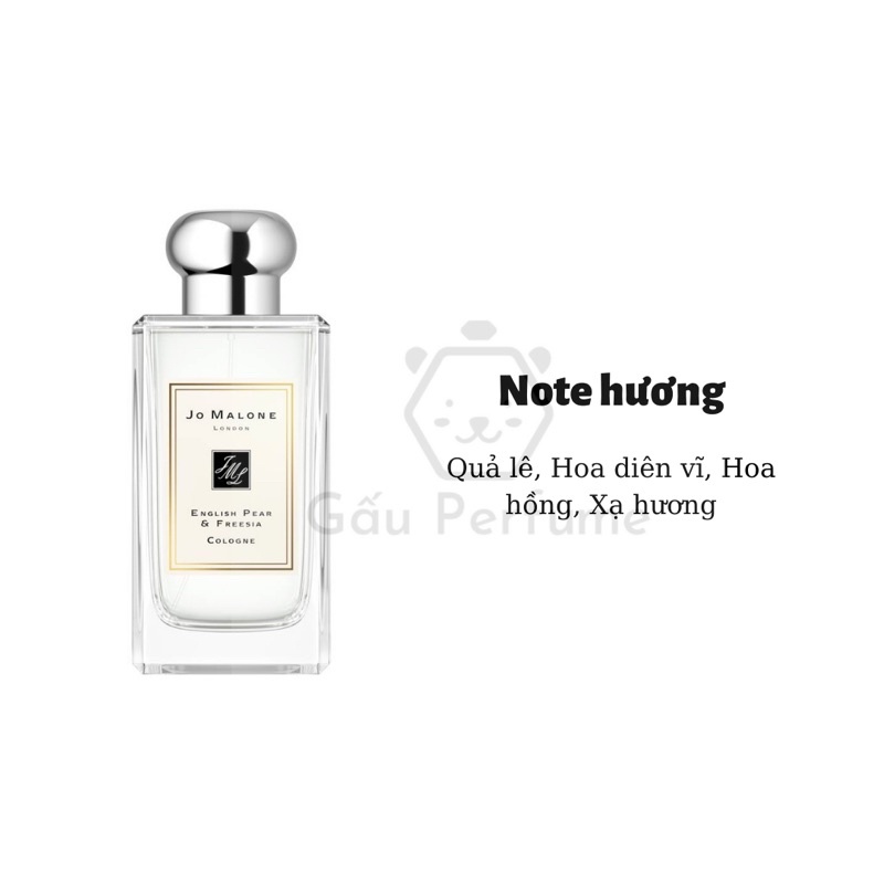 [Mã 1512FMCGSALE1 giảm 10% đơn 250K] Nước hoa chiết/Mẫu thử Jo Malone English Pear & Freesia 10ML chính hãng | BigBuy360 - bigbuy360.vn