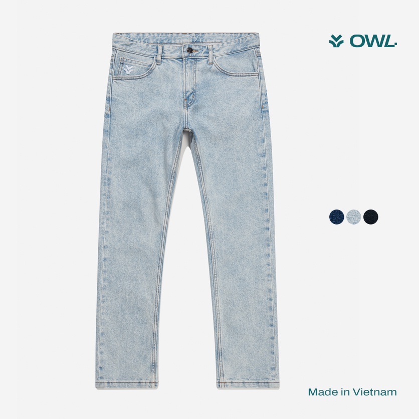 OWL BRAND® BASIC SLIM JEANS - Quần jeans dài ống suông / Xanh dirty - OWL140222