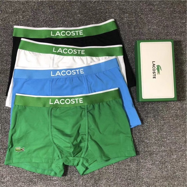 Quần lót nam - DÁNG SỊP ĐÙI BOXER cotton co giãn - 5 màu : Trắng - Đen - Ghi - Xanh biển - Xanh lá cây - mã thêu L01