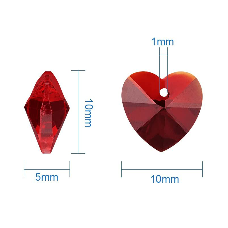 Ready Stock 50pcs Romantic Valentines Ideas Glass Charms for Jewelry Making