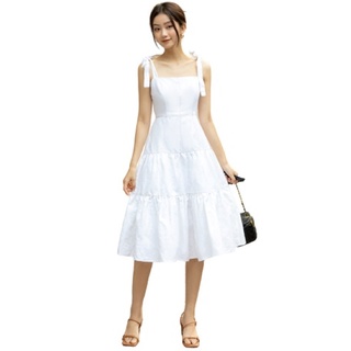 Olv - đầm white line detailed dress