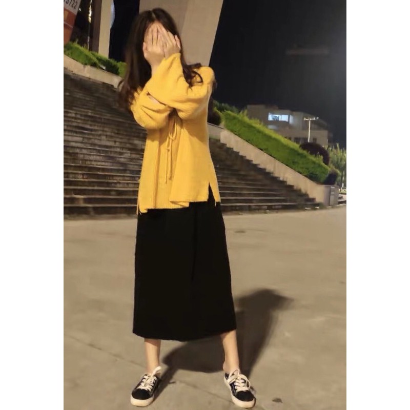 Chân váy midi dạ dáng dài thu đông SatSun | BigBuy360 - bigbuy360.vn