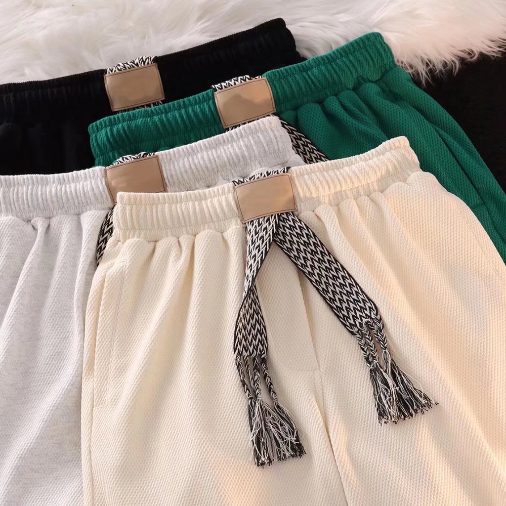 Quần Short Thể Thao Lưng Thun Ống Rộng Phong Cách Hip Hop Nhật Bản Cho Nam