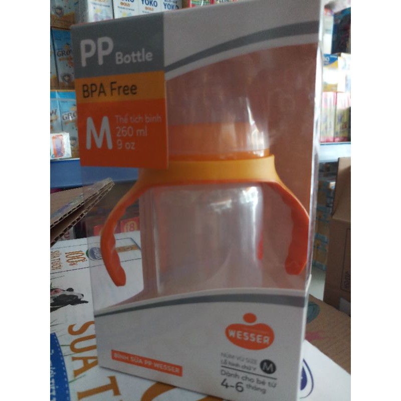 Bình sữa pp Wesser cổ rộng 180ml 260ml 320ml