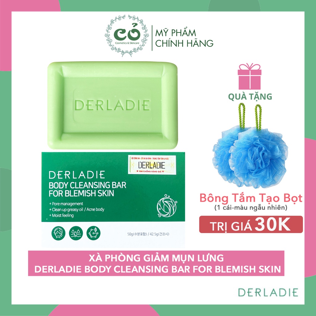 Xà Phòng Giảm Mụn Lưng Cơ Thể Derladie Body Cleansing Bar Blemish Skin 50g