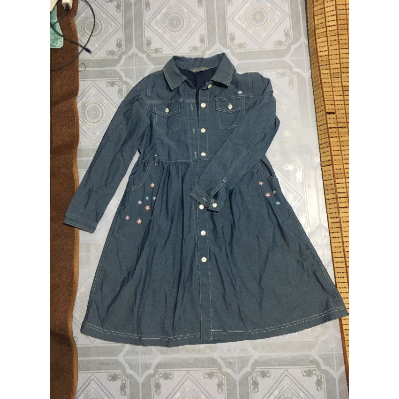 đầm jeans thêu hoa_thanh lý