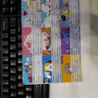 Nhãn vở bt21  1 set 9 nhãn vở