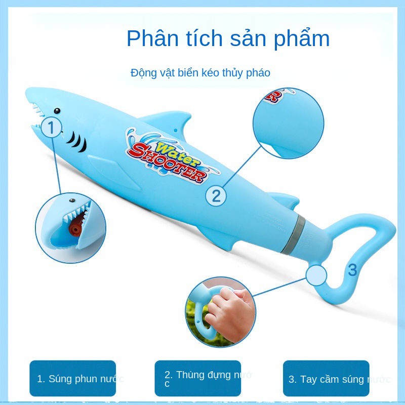 Súng bắn nước trẻ em, vòi rồng cá mập, kéo bè, rút, thủy chiến, đồ chơi vui dưới ngoài trời mùa hè