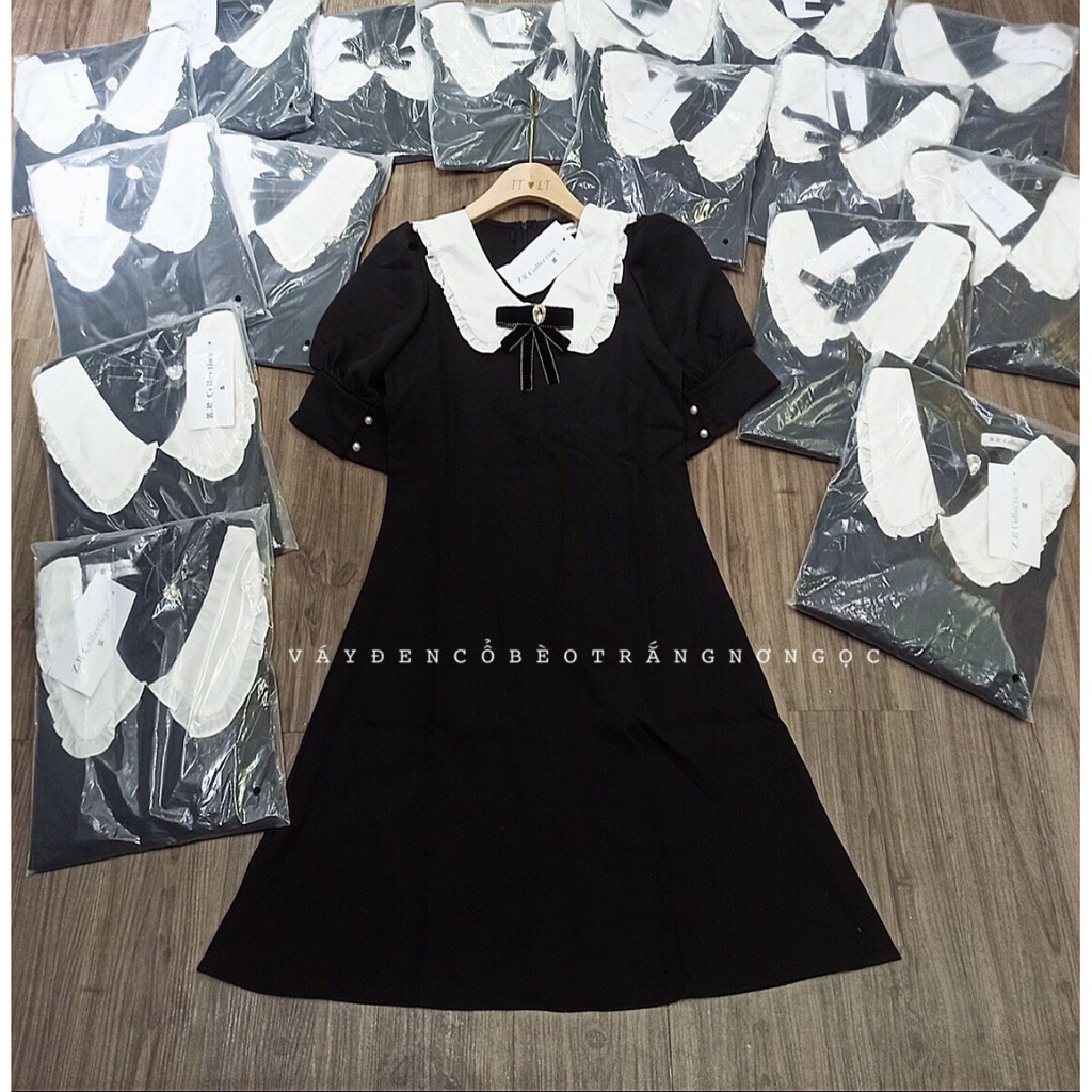 [Mã WASTXINH giảm 10% tối đa 15K đơn 99K] BÁN SỈ VÁY ĐEN CỔ BÈO TRẮNG TAG NƠ | BigBuy360 - bigbuy360.vn