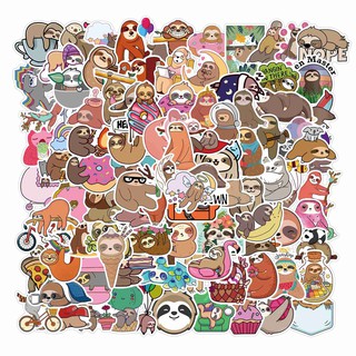 Set 100 Nhãn Dán Trang Trí Xe Hơi / Laptop Hình Con Lười Đáng Yêu