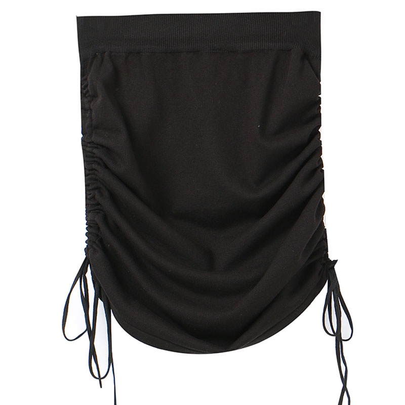 Chân váy IELGY lưng cao màu trơn rút dây thời trang cho nữ