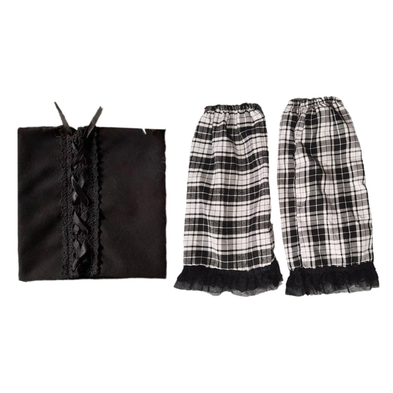 Youyo Vớ Giữ Ấm Chân Phối Ren Kẻ Sọc Caro Phong Cách Lolita Harajuku Thời Trang Cho Nữ