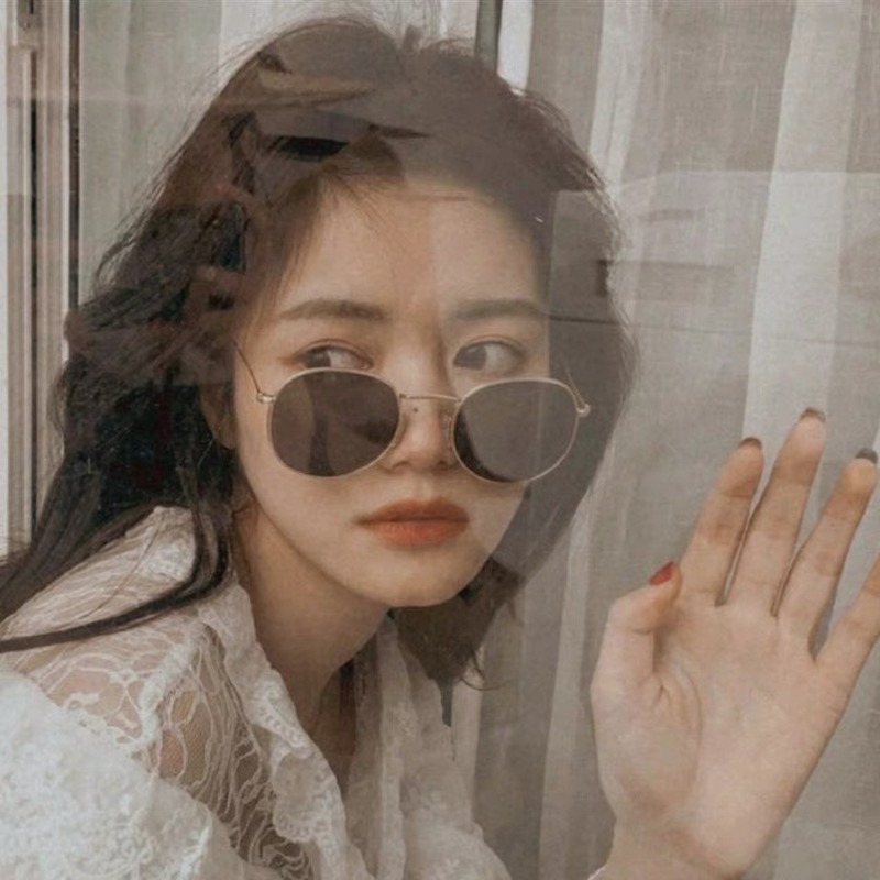 Kính râm gọng kim loại hình oval phong cách hip hop cho nữ