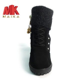 Giày boot nữ đế vuông S105 (Đen) MK MAIKA