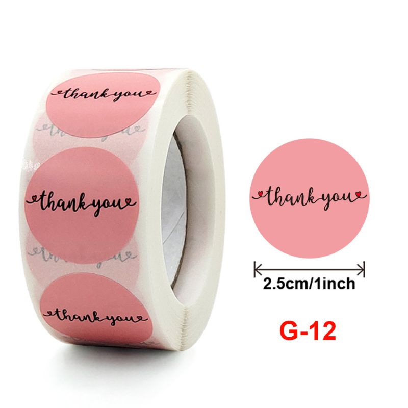 Cuộn 500 tem Sticker Thank you in màu tự dính 2.5cm - Tem cảm ơn