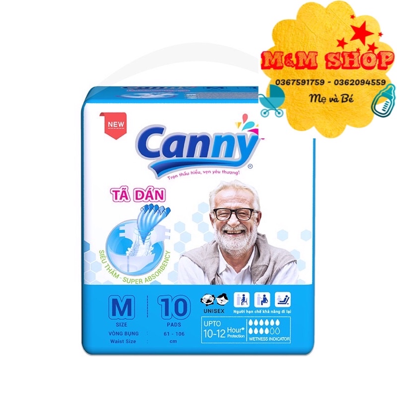 TÃ DÁN NGƯỜI LỚN CANNY SIZE M 10 MIẾNG/GÓI