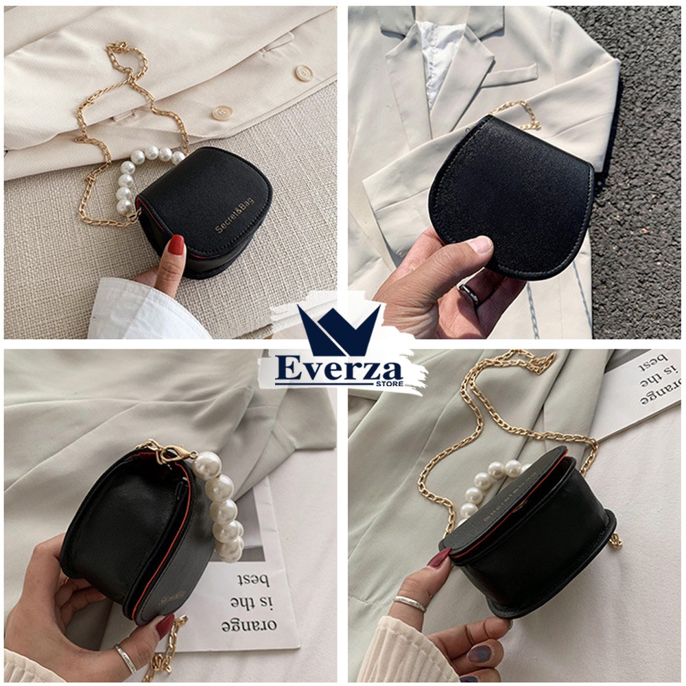 Túi Đeo Chéo Quai Ngọc Mini Bag Phối Dây Xích Siêu Dễ Thương Phong Cách Thời Trang Sang Trọng Cho Nữ