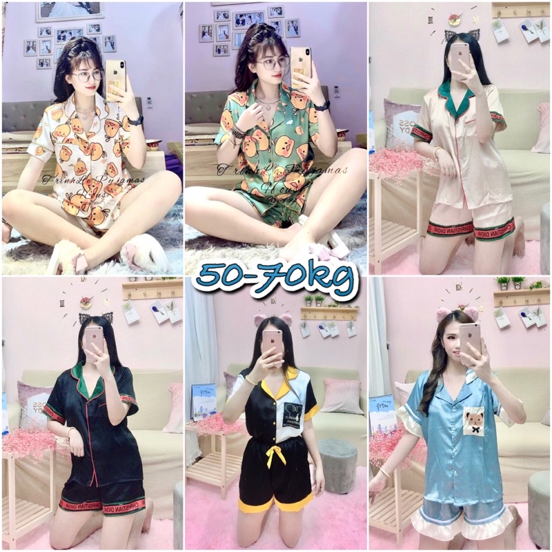 Đồ bộ lụa satin bèo tiểu thư Bigisize mịn mát